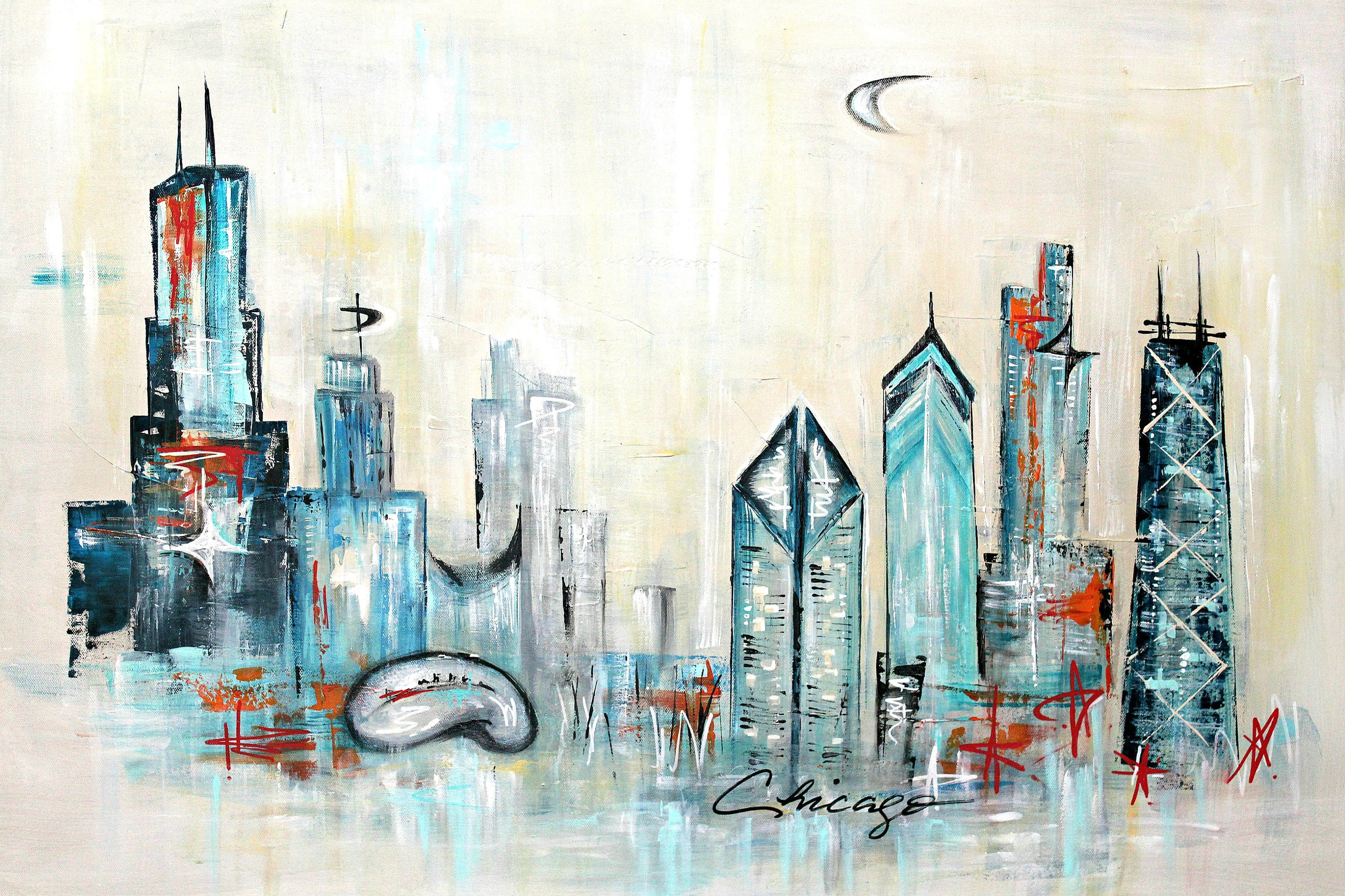 abstract skyline painting