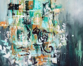 Midcentury Modern Black Panther Art: Brutalist Abstract Print