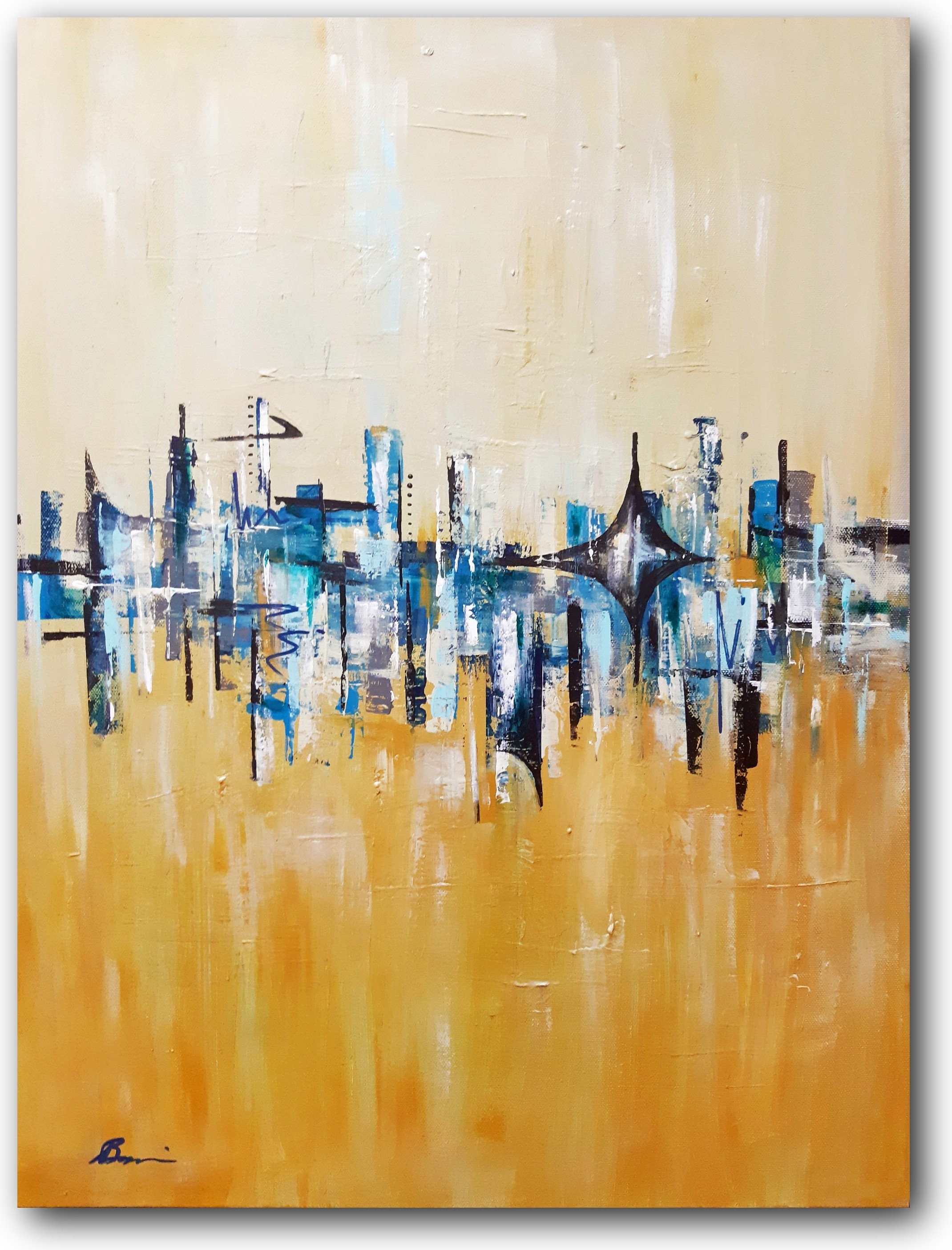 Original Midcentury Modern Abstract Art Painting Modernist