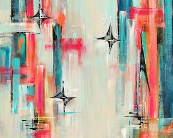 Mid-Century Modern Starburst Art Print: Retro Abstract Wall Art