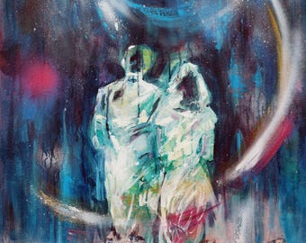 moonlight romantic wall art couple lovers moonlight serenade nostalgic moon retro romantic wall art wedding gift