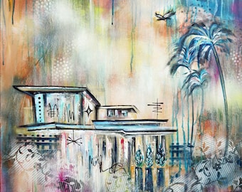 Mid-Century Modern Home Art Print, Ethereal Landscape