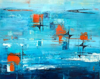 Mid-Century Modern Abstract Art Print: Atomic Starburst