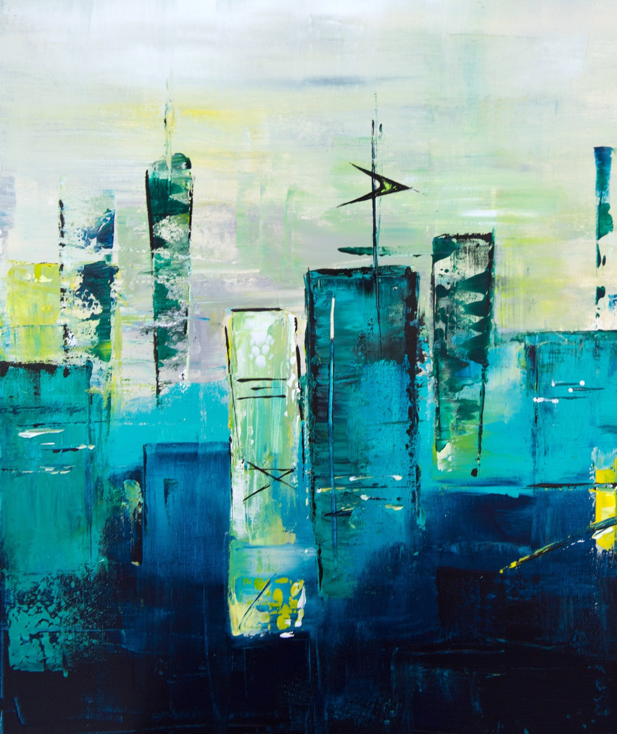 Mid-century Modern Skyline Art Print: Abstract Cityscape