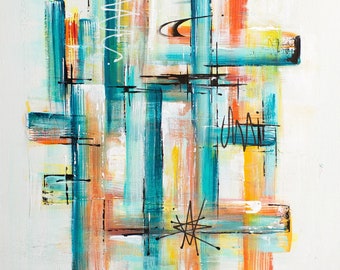 Mid-Century Modern Art Print: Abstract Tiki Boomerang Wall Art