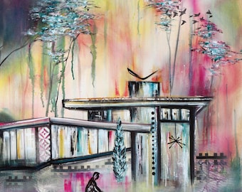 Midcentury Modern Home Art Print: Usonian Architecture