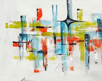 Mid-Century Modern Abstract Art Print: Orange Retro Wall Decor