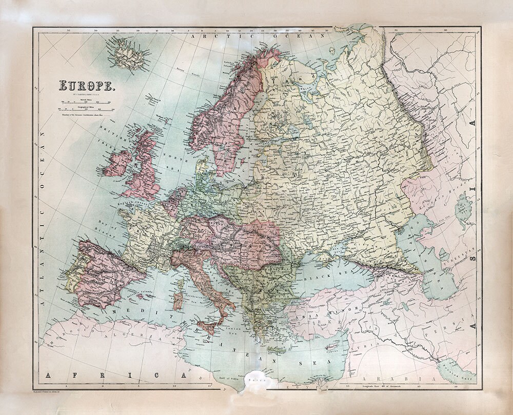 Europe Map Etsy