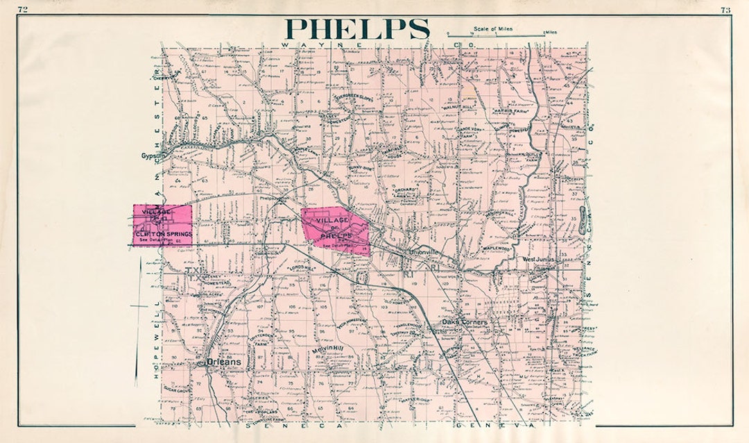 Map of Phelps , New York Etsy