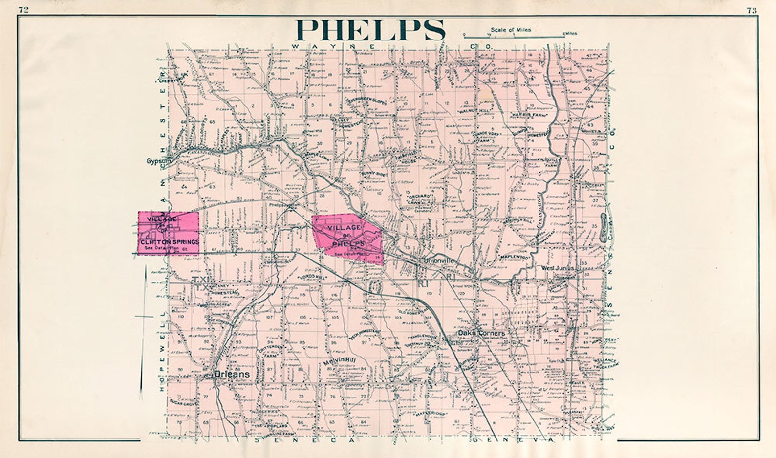 Map of Phelps , New York Etsy