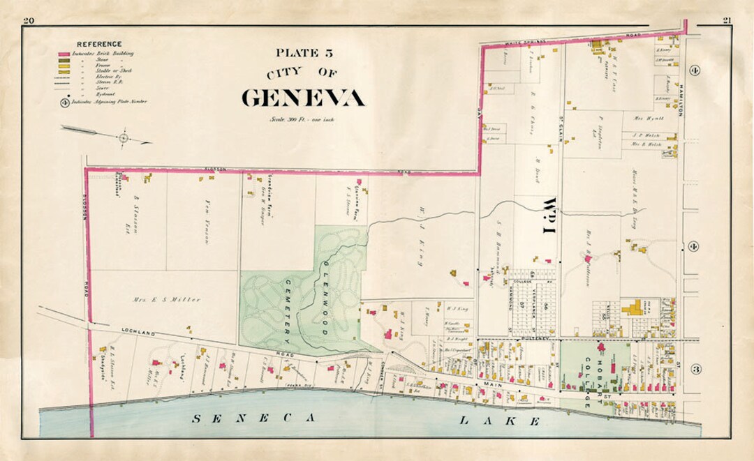 Geneva, NY City Map Plate 5 Etsy