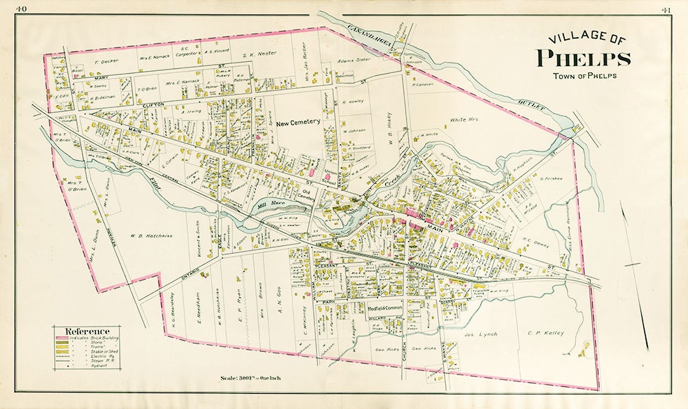 Map of the Village of Phelps. New York. Ontario County Etsy