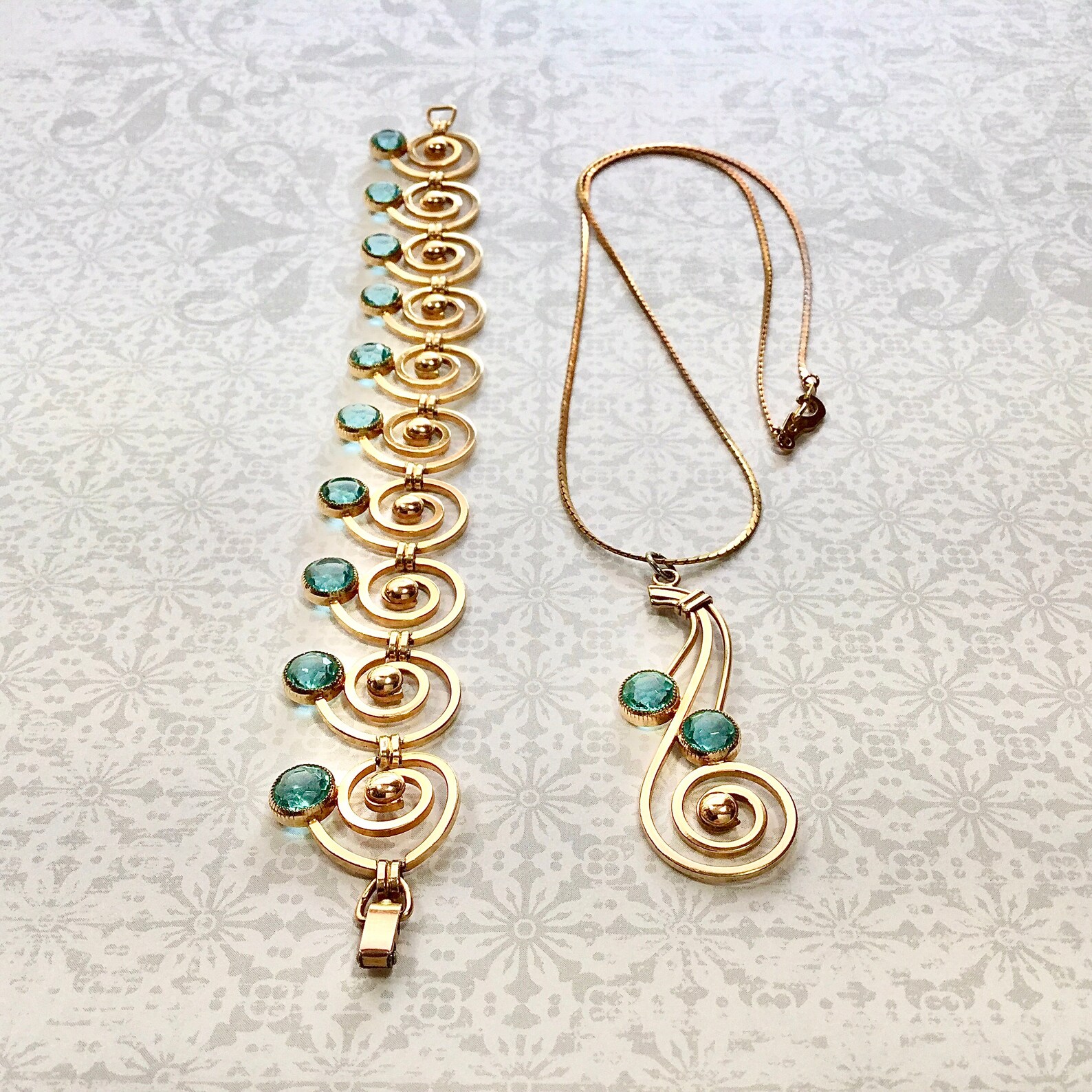 1940s Simmons jewelry Gold and blue jewelry Vintage Simmons Etsy