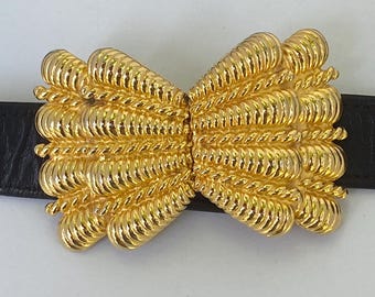 Vintage Belt Buckle Gay Boyer Gold-tone Metal Classy 80s  display picture 1