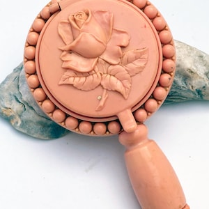 Vintage Trio-ette Platé Celluloid Pink Powder Compact