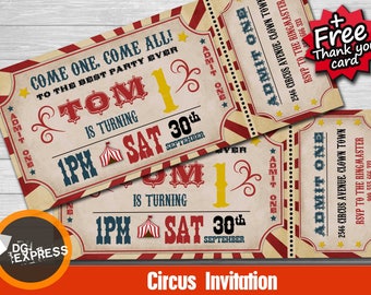 circus invitation etsy