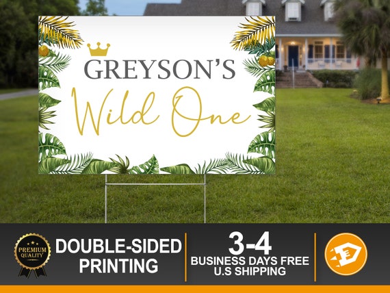 Wild One Birthday Yard Sign including Stakes - Wild One Lawn Sign - Digital/Printed First Birthday Drive Thru Outdoor Sign Il_570xn