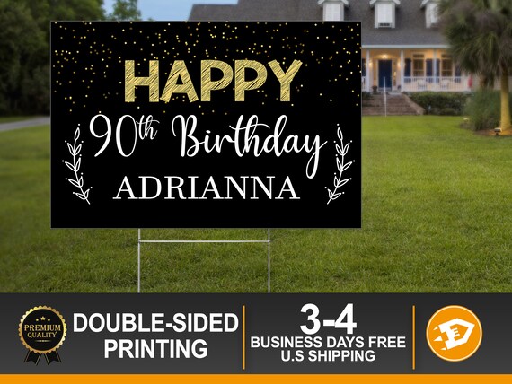 Happy Birthday Yard Sign, Adult Man Woman Birthday Sign, Grandma 40th 50th 60th 65th 70th 75th 80th 90th Outdoor Decoration, Digital/Printed Il_570xn