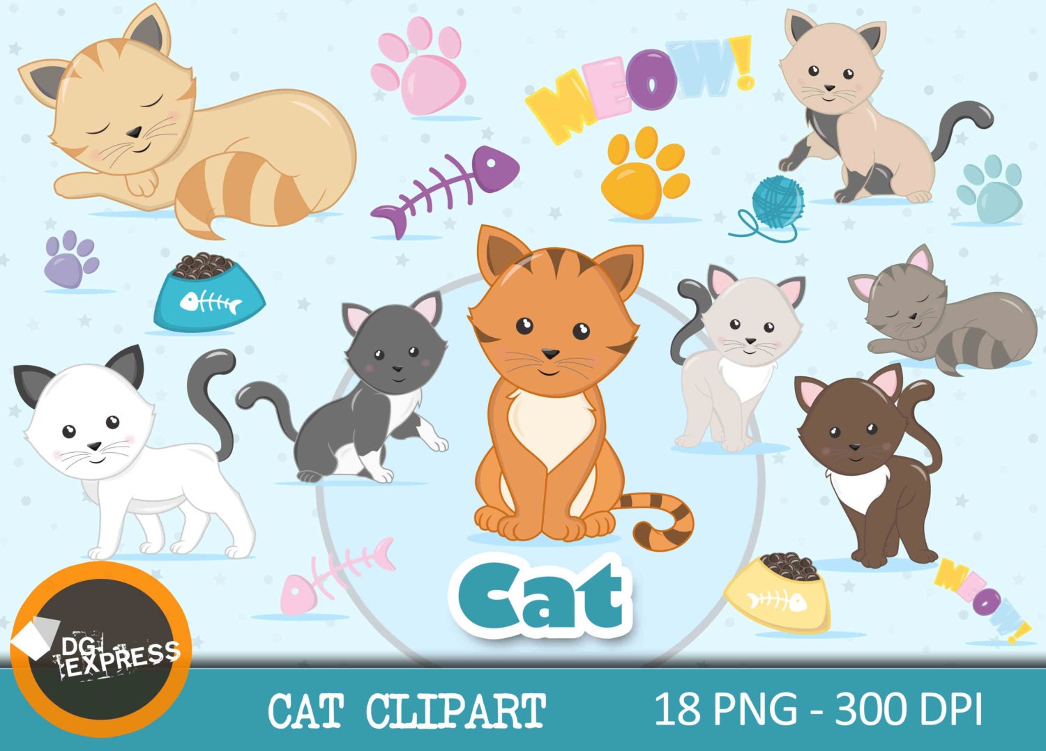 Cute Cat Clipart  Cute Japanese Cat Art Graphic by Digital Xpress