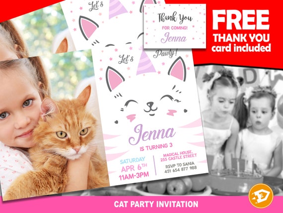 Cat Invitation CAT BIRTHDAY INVITATION Rainbow Cat Party Invite cat-invitation-cat-birthday-invitation-rainbow-cat-party-invite