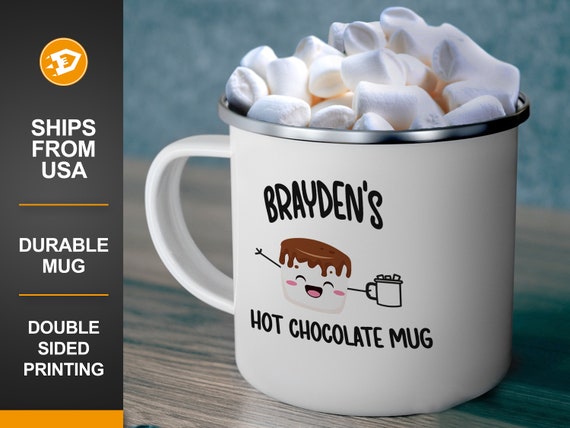 Personalized Kids Hot Cocoa Christmas Mug, Hot Chocolate Cup, Kids Christmas Mug, Christmas Eve Gift Boy, Happy Camper, Kids Holiday Mug Il_570xn