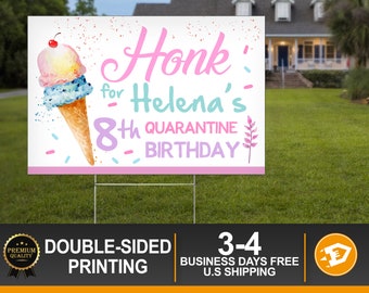 Birthday Yard Sign | Ice Cream Birthday Yard Sign, Girl Birthday  Sign,  Ice Cream Happy Birthday Banner - Sundae Sign  Digital/Printed