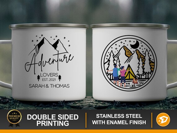 Personalized Couple Travel Camper Mug for Mountain Hiking Couple, Custom Engagement Gift for RV travel, Camping and Outdoor Hiking Couple Il_570xn