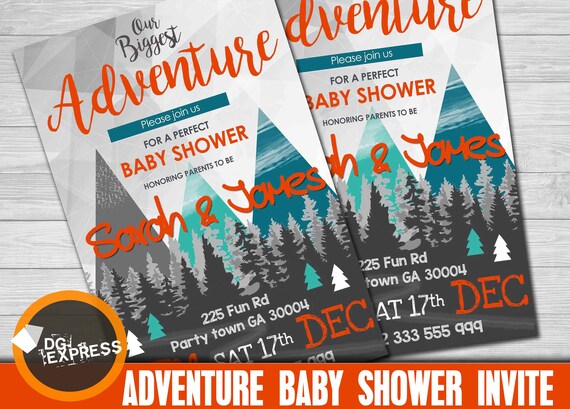 Adventure Baby Shower Invitation "ADVENTURE Baby Shower Invitation" - Nature Nights Baby Shower Invite, Adventure Party, Mountain invite Il_570xn