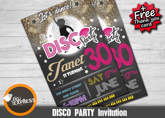 Disco Dance Invitation - "DISCO 70s BIRTHDAY Invitation" 70's Party, Disco Party Printable, Digital Disco Ball Adult Retro Birthday Invite Il_570xn