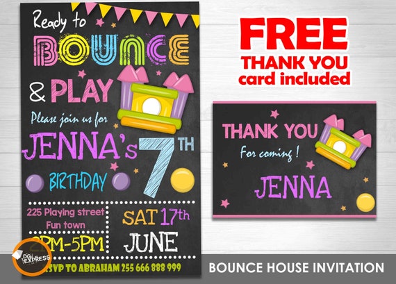 Bounce House birthday Invitation - "BOUNCE HOUSE Invitation" Jump Party, Girl Boy Digital Jumping Castle Invite, Birthday Printable Il_570xn
