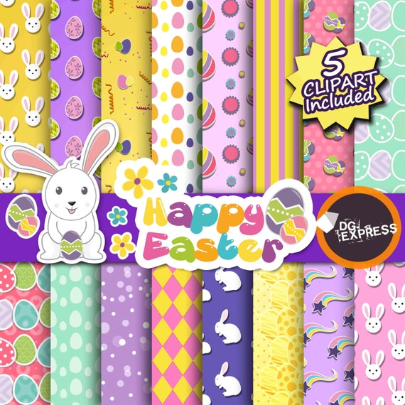 Easter Digital Paper : "EASTER DIGITAL Paper" - Easter Clipart, Easter Invitations, Easter Party Printables, Easter Bunny Decor Il_570xn