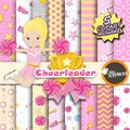SALE Cheerleader Digital Paper + Clipart : 
