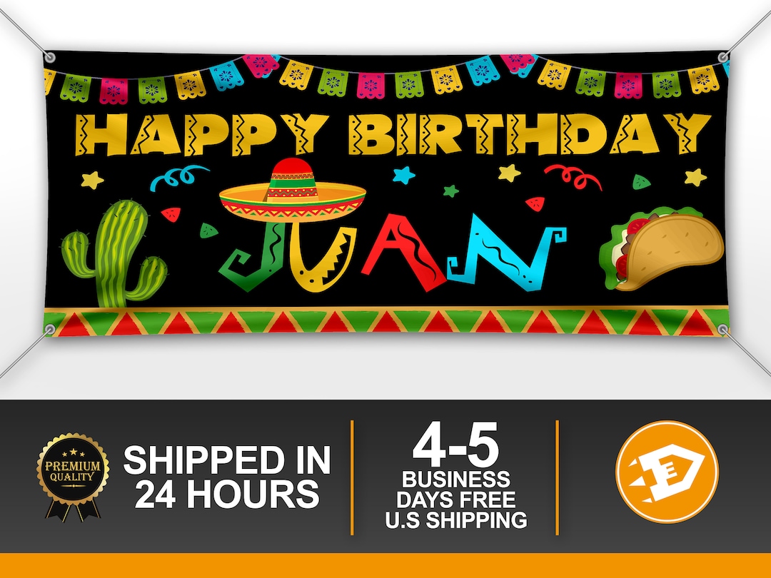 Fiesta Birthday Banner, Happy Birthday Mexican Birthday Banner, Custom ...