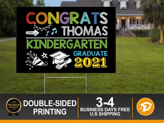 Kindergarten Graduation Yard Sign Boy Class of 2021 - Elementary Graduation - Kindergarten Graduation yard sign - Digital/Printed Il_570xn
