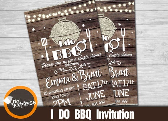 I do BBQ Invitation "I do BBQ Couple Shower invitation" - I Do Barbecue Engagement Party Invite, Wedding Shower BBQ, Rustic Wood Printable Il_570xn