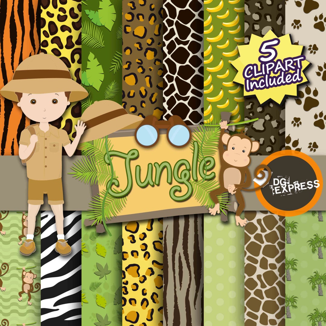 Jungle Digital Paper Clipart jungle Digital Paper safari Clipart