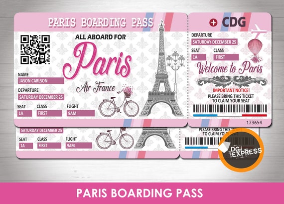 Paris Air Ticket Birthday Invitation Boarding Pass Invitation
