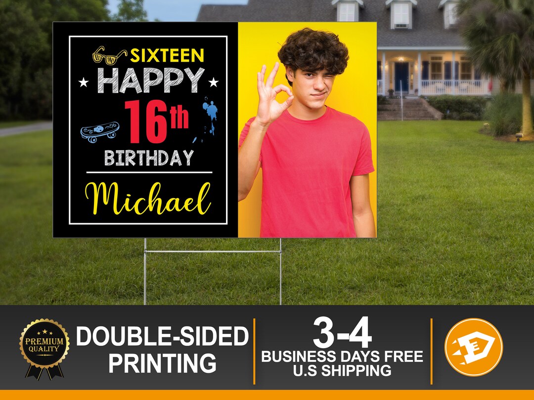 Happy Birthday Yard Sign Boy Birthday Sign 16th Birthday Yard Sign