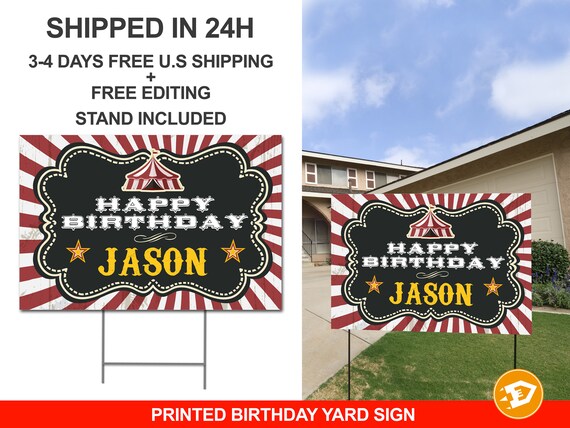 Happy Birthday Yard Sign, Circus Yard Sign, Honk & Wave Carnival Birthday Sign 18"x24" - Circus Birthday Yard Sign Digital/Printed Il_570xn