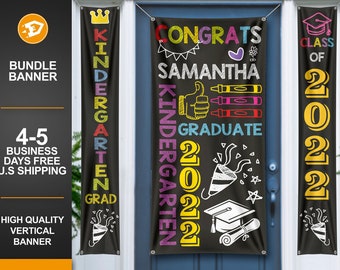 Kindergarten Girl Graduation Door Bundle Banner, Kindergarten Grad Pink Banner, Bundle Banner, Kindergarten Graduation 2022 - Indoor Outdoor