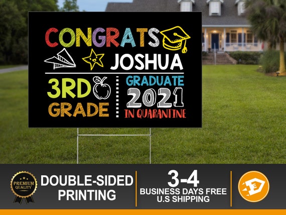 3rd Grade Graduation Yard Sign Class of 2021 Yard Sign including Stakes - Grade 3 Graduation Yard Sign for Kids - Digital/Printed Il_570xn