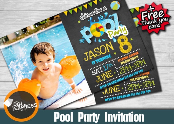 Pool Party Invitation photo - "POOL PARTY BIRTHDAY Invitation" Digital Pool Party Invite, Pool Party Birthday Printable, Summer Luau Invite Il_570xn