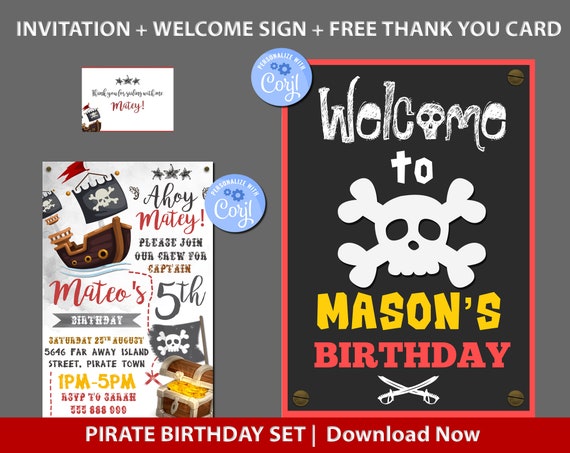 Pirate Birthday Invitation - Pirate Party, Pirate, Pirate Invite, Birthday Invitation, Birthday, Printable Invitation Il_570xn