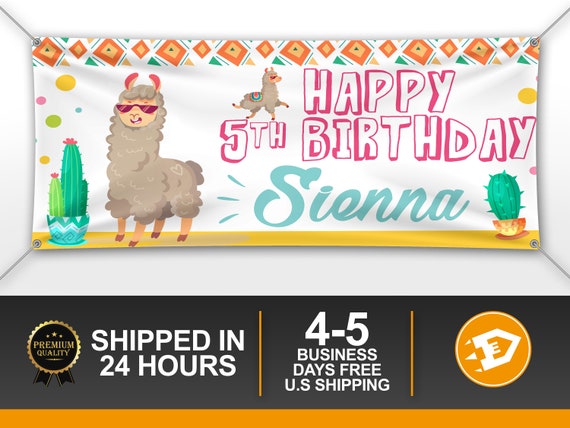 Llama Birthday Banner, Happy Birthday Game Banner, 10th Birthday, Llama Party - Personalized Baby Llama Backdrop Indoor Outdoor Il_570xn