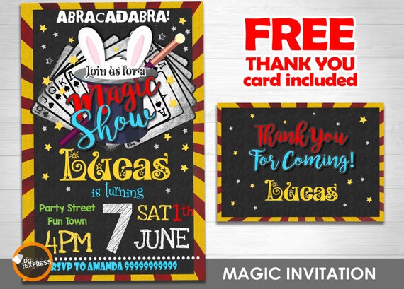 Magic Invitation - "MAGIC BIRTHDAY Invitation" Magic Birthday Party Printable, Magician Magic Show Abracadabra Digital Birthday Invite Il_570xn