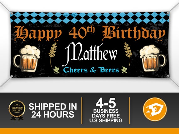 Oktoberfest Decoration Beers Birthday Banner, Cheers Adult Man Party Decoration, Custom 30th 40th 50th 60th Oktoberfest Vinyl Backdrop Il_570xn
