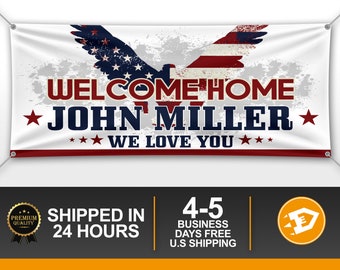 Welcome Home Banner, Military Banner, Veteran Banner, Army Banner, Military gift Outdoor