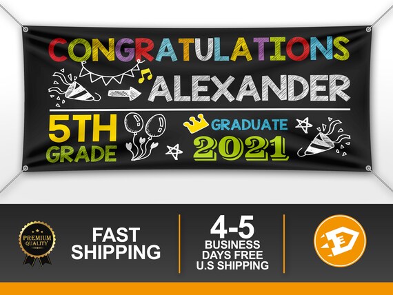 5th Grade Graduation Banner, 5th Grade graduation Party Banner, Custom Kid Banner, 5th Grade Graduation 2021 - Indoor Outdoor Il_570xn