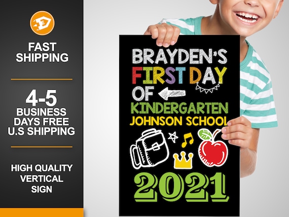 First Day of School Sign Yard Sign Boy Class of 2021 - Kindergarten Back to School - Kindergarten Graduation yard sign - Digital/Printed Il_570xn