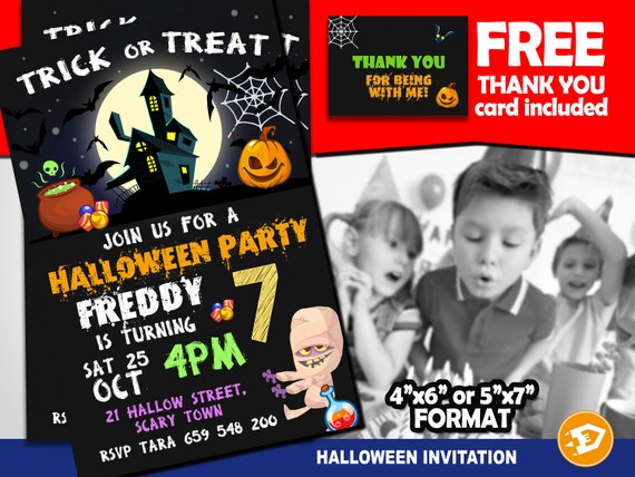 Halloween Party Invitation - "HALLOWEEN BIRTHDAY Invitation" Monster Party, Halloween Digital Invite Il_570xn